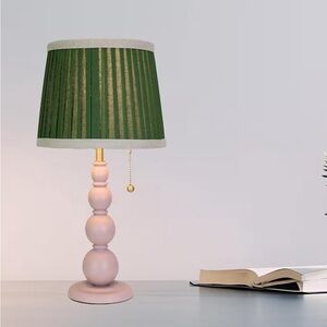 Table Lamp with Pink Wooden Base